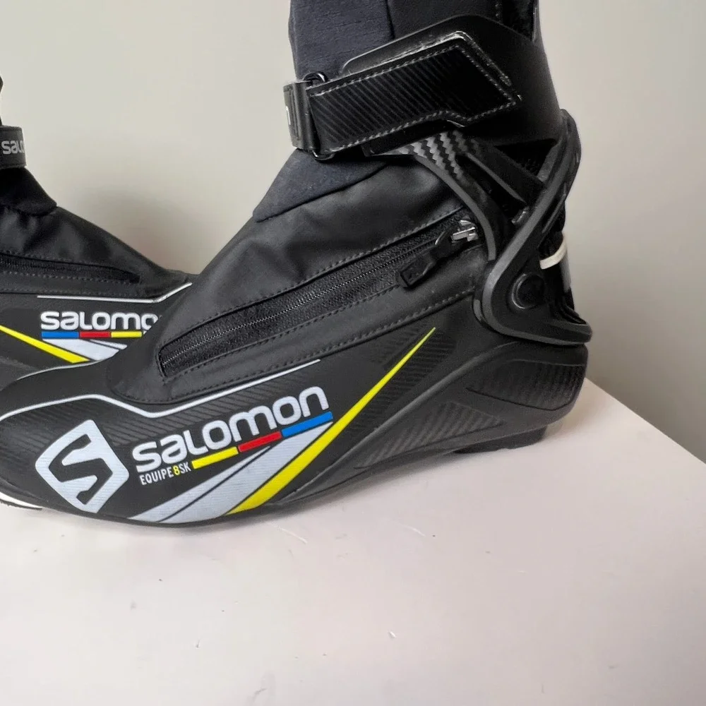 Salomon Equipe 8 SK Prolink Cross Country Skate Ski Boots Mens 11 Black Nordic